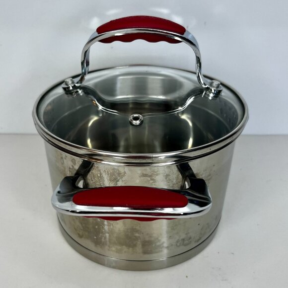 David Burke 2.0 Qts Pot with Strainer Gourmet Pro Heavy Stainless Cooking Lidded - Picture 3 of 15